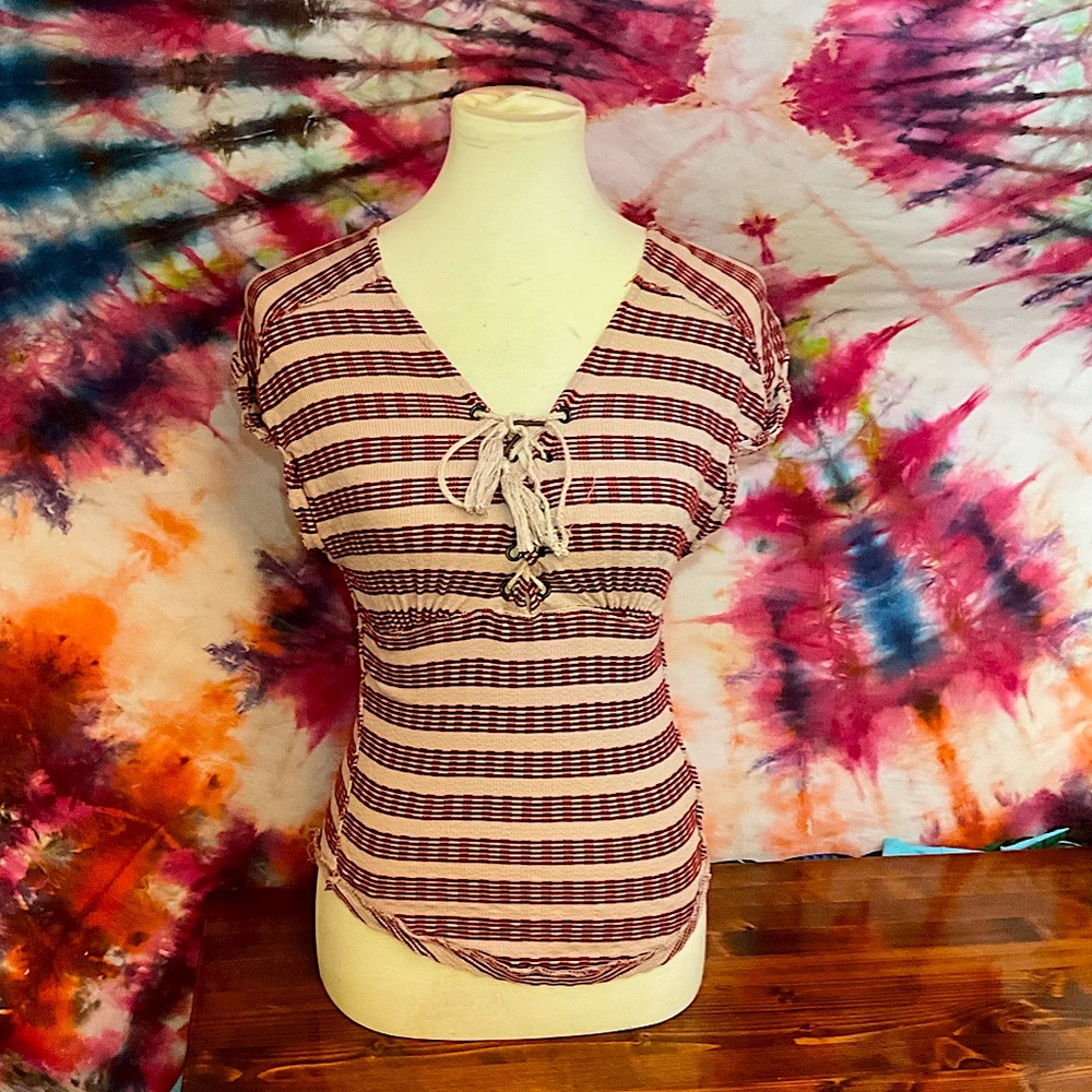 We the Free Blouse Size Medium. Great Condition. V-neck. Stripes